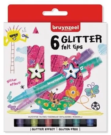 Bruynzeel Kids Glitter Felt Tip Pens 6 pcs.